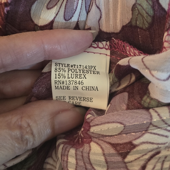 Stem & Vine Purple Floral Sheer Blouse Boho Cottagecore Romantic Top 2X - Picture 4 of 5